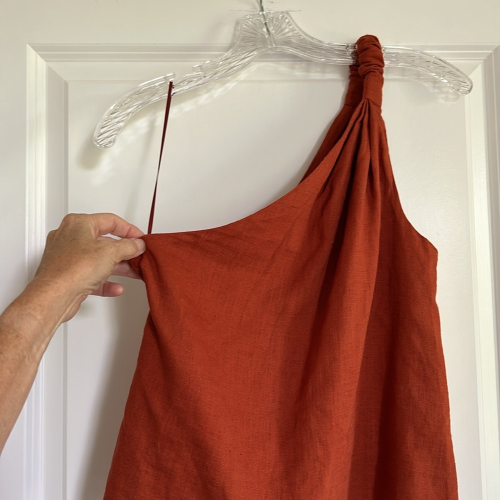 Sunday in Brooklyn lined Linen shoulder tank XXS burnt orange/rust.